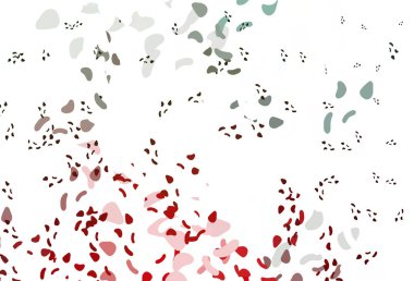 Açık yeşil, soyut biçimlere sahip kırmızı vektör arkaplanı.