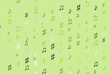 Müzik notalarıyla Açık Yeşil Vektör arkaplanı.