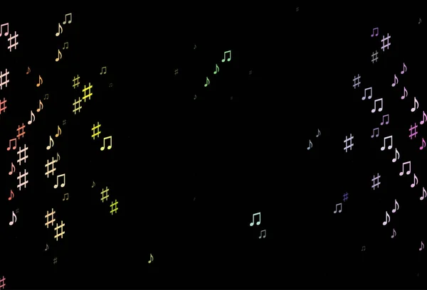 ダークマルチカラー 音楽記号とレインボーベクトルの背景 — ストックベクタ