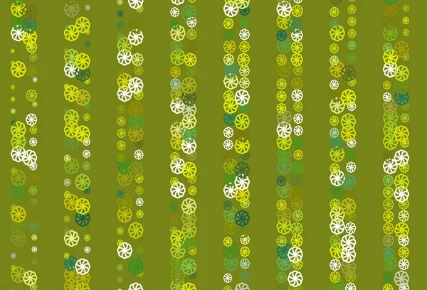 Светло Зеленая Желтая Векторная Компоновка Яркими Снежинками — стоковый вектор