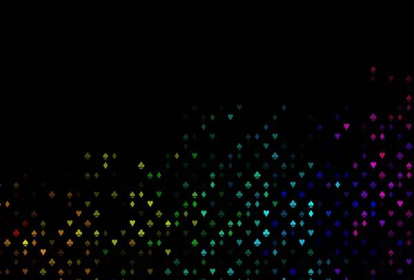 Dark Multicolor Rainbow Vektor Template Mit Poker Symbolen — Stockvektor