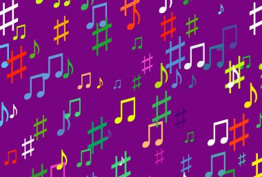 Açık Çokrenkli, Müzik sembollü Gökkuşağı vektör şablonu.