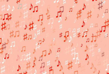 Müzik notaları ile Açık Kırmızı vektör arkaplanı.