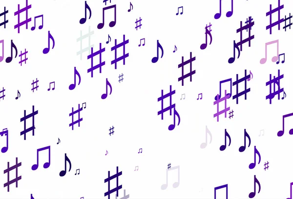Textura Vectorial Púrpura Claro Con Notas Musicales — Vector de stock