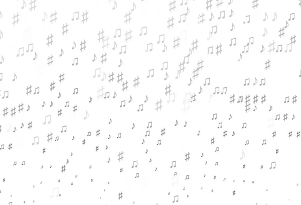 Plata Claro Plantilla Vectorial Gris Con Símbolos Musicales — Vector de stock