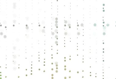 Açık Yeşil, xmas kar taneleriyle sarı vektör arkaplanı.