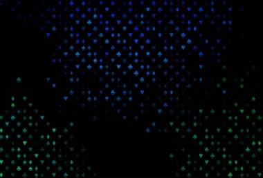 Koyu mavi, kart sembollü yeşil vektör deseni.