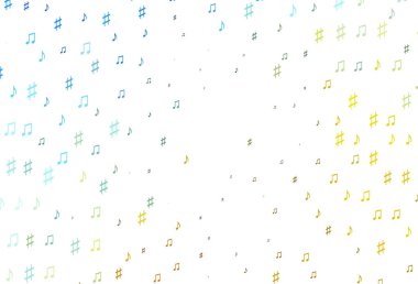 Açık Mavi, müzik sembollü sarı vektör arkaplanı.