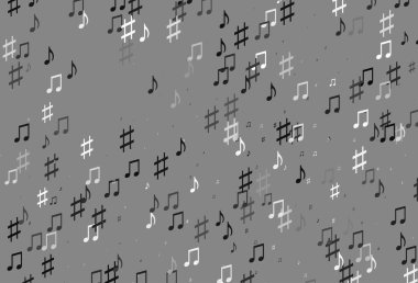 Açık Gümüş, müzik sembollü gri vektör arkaplanı.