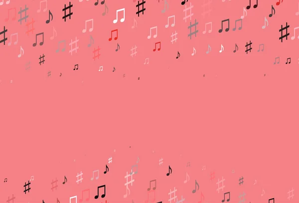 Plantilla Vectorial Rojo Claro Con Símbolos Musicales — Vector de stock