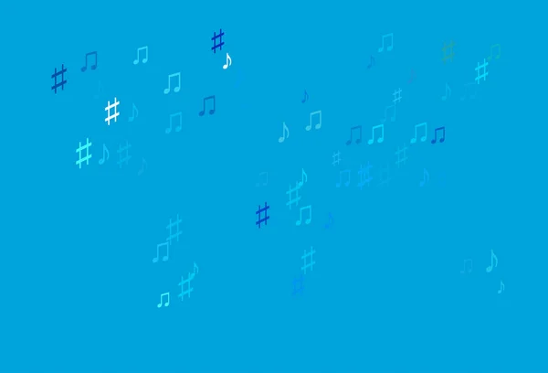 Light Blue Green Vector Pattern Music Elements — 스톡 벡터