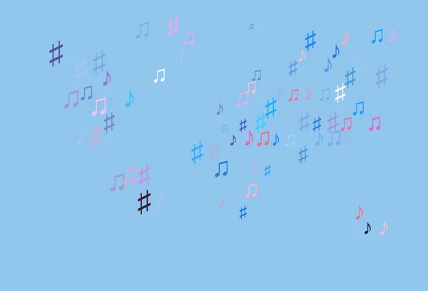 Light Blue Red Vector Backdrop Music Notes — Stock Vector