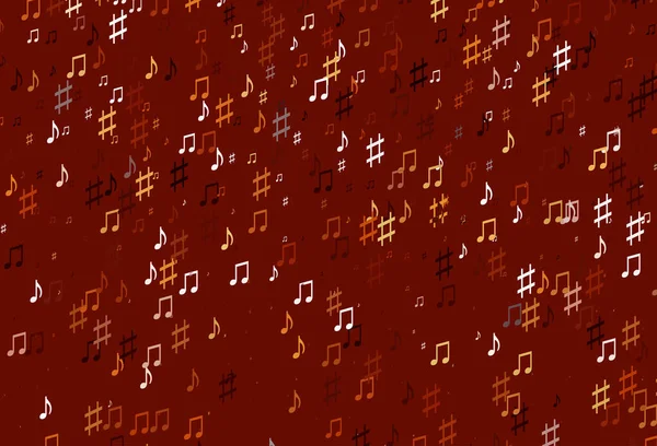 Rouge Clair Fond Vectoriel Jaune Avec Notes Musique — Image vectorielle