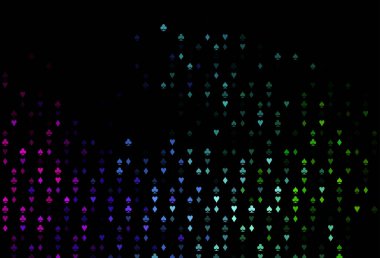 Koyu Çokrenkli, poker sembollü Gökkuşağı vektör şablonu.