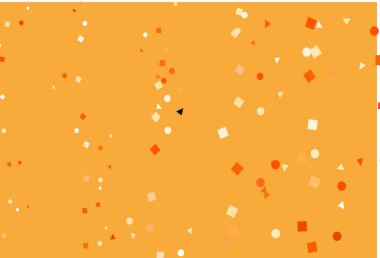 Açık sarı, turuncu vektör arkaplan üçgenler, daireler, küplerle.