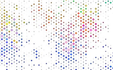Konfetilerin geometrik şekilleri beyaz arkaplanda parlak ton renkleriyle
