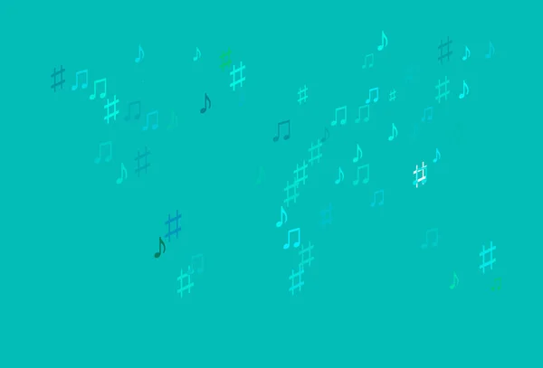 Light Blue Green Vector Backdrop Music Notes — 스톡 벡터
