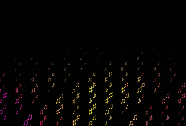 Темно Розовая Желтая Векторная Текстура Музыкальными Нотами — стоковый вектор