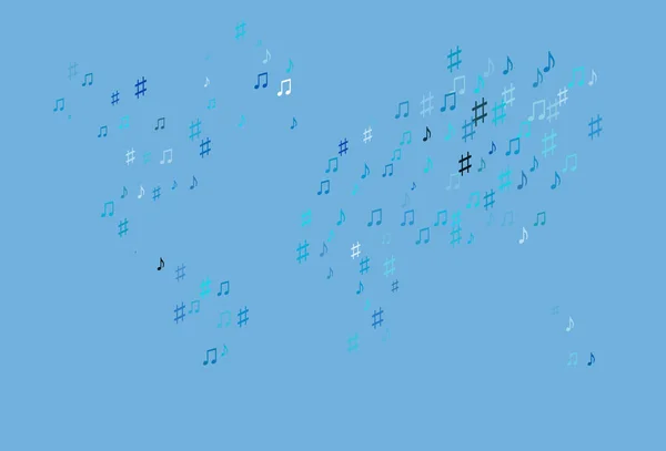 带有音乐符号的浅蓝色矢量模板 — 图库矢量图片