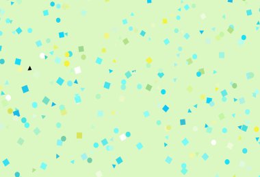 Açık Mavi, üçgenli, daireli, küplü sarı vektör arkaplanı.