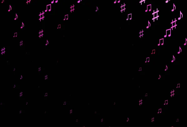 带有音乐音符的暗粉色矢量纹理 — 图库矢量图片