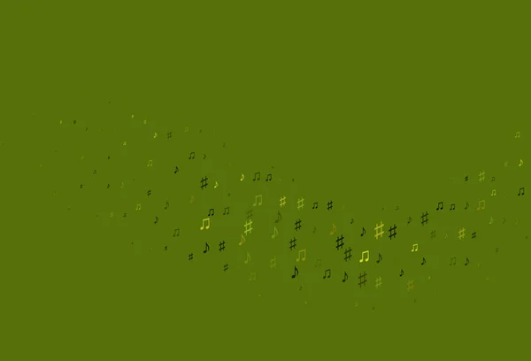 Light Green Yellow Vector Backdrop Music Notes — Stock Vector