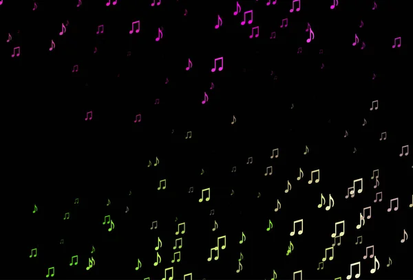 深色粉红 绿色矢量纹理 配上音乐音符 — 图库矢量图片