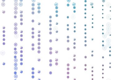 Açık mavi ve kırmızı vektör desenli Noel kar taneleri.