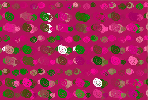 Light Pink, Green vector template with lines, ovals.