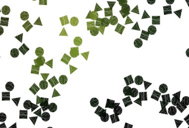 Açık Yeşil vektör arkaplanı üçgenler, daireler, küplerle.