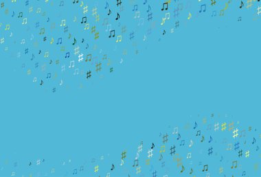 Açık Mavi, müzik notalı sarı vektör arkaplanı.