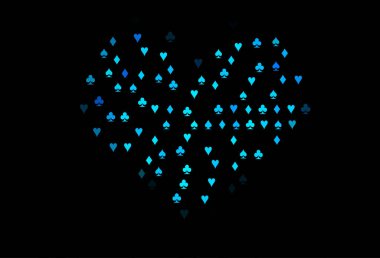 Kart elemanları ile koyu mavi vektör düzeni.