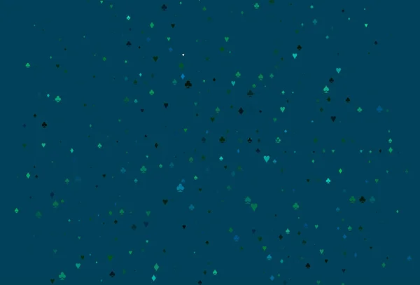 Bleu Clair Modèle Vectoriel Vert Avec Symboles Poker — Image vectorielle