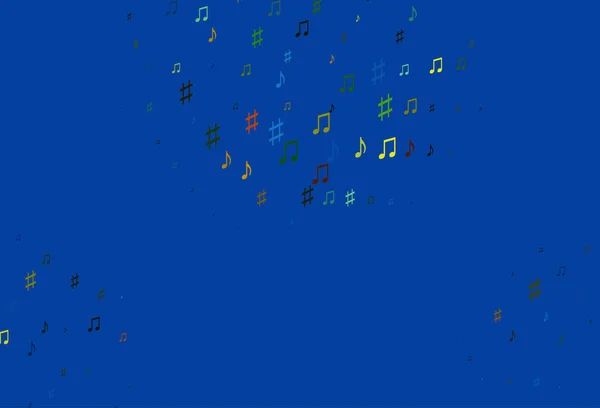 Ljusblå Gul Vektor Mall Med Musikaliska Symboler — Stock vektor
