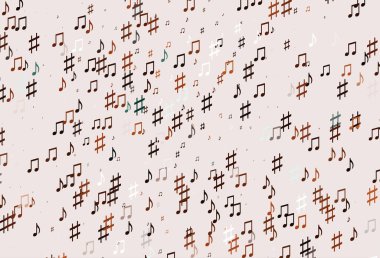 Müzik sembollü Açık Turuncu vektör arkaplanı.