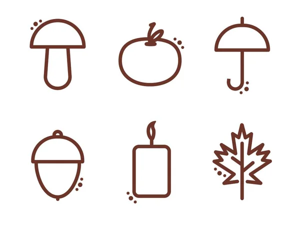 Vector Graphics Lineart Icons Theme Autumn Autumn Items Isolated White — Stock Photo, Image