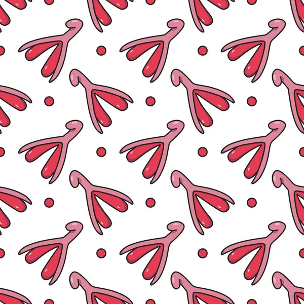 Vektorgrafik Sömlösa Mönster Konst Illustration Kvinnliga Reproduktiva System Klitoris Och — Stock vektor