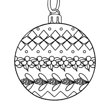 Yeni yıl ve Noel teması. Kalıplı Noel balosu. Çocuklar ve yetişkinler için serbest boyama. Küçük detaylarla illüstrasyon. Bir dizi boyalı resimden biri. İzole edilmiş.