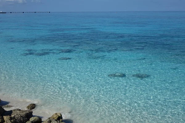 Bahamas Bimini Mar Playa Con Rock Cielo Azul Océano — Foto de Stock