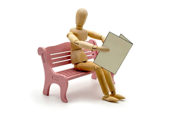 Manikin Pink Park Bench Blank Journal Usable Park Newspaper Publishing Royalty Free Stock Images