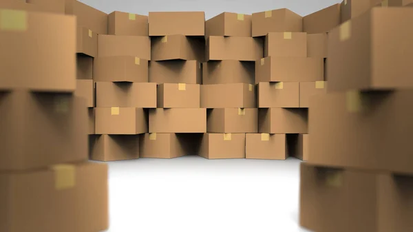Space Middle Pile Parcel Render — Stock Photo, Image