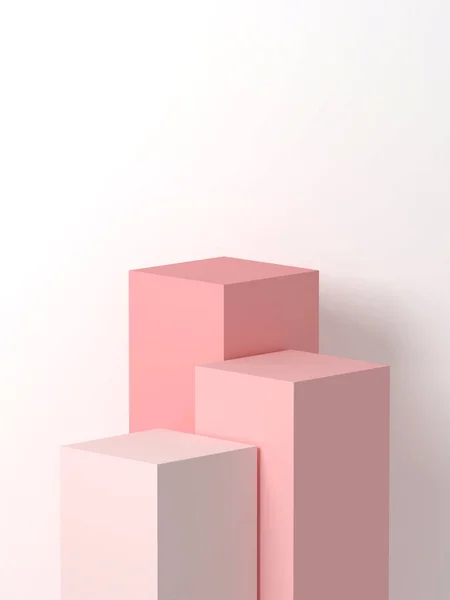 3B Sahne - 3D Sahne - Pembe Pastel Basamaklı Merdiven Paleti Arkaplan / 3D Render / 3D Render