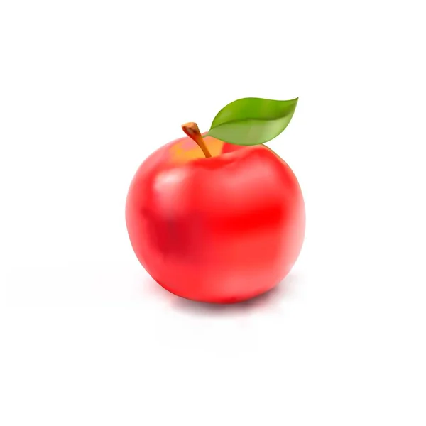 Pomme Rouge Réaliste Isolée Sur Fond Blanc — Image vectorielle