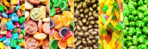 Set Various Colored Candies Sweets Chocolate Background View — Stock Photo, Image