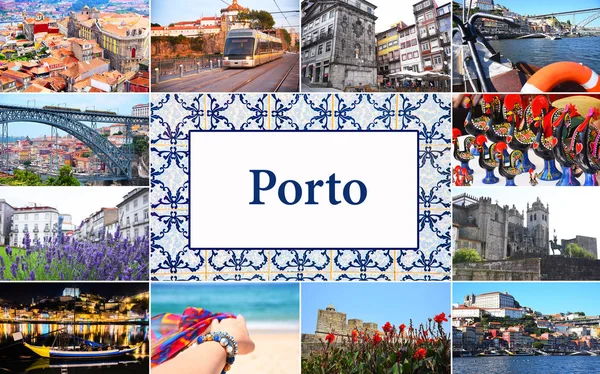 Large Collage Variety Landscapes Landmarks Porto Portugal — Stock Photo, Image