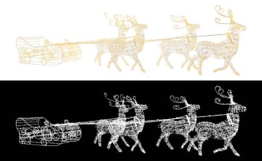 Noel ren geyikleri alfa kanalı ile dizginleniyor, 3D görüntüleme