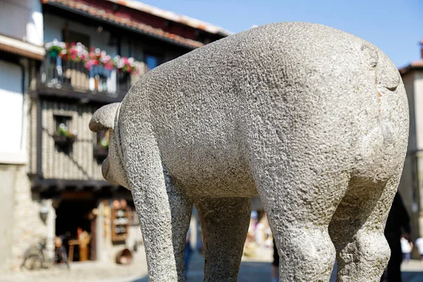 Скульптура Отдающая Дань Уважения Иберийской Свинье Расположенной Альберке Кастилия Леон — стоковое фото