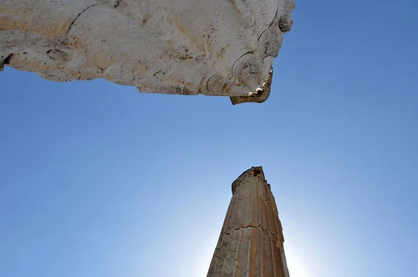 Blick Auf Zwei Säulen Des Tempels Der Aphrodite Türkei — Stockfoto