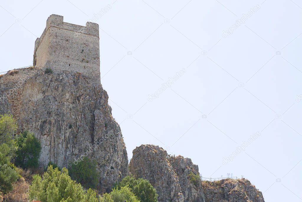 Castle of Zahara de la Sierra. Typical white town in the province of Cadiz, Spain