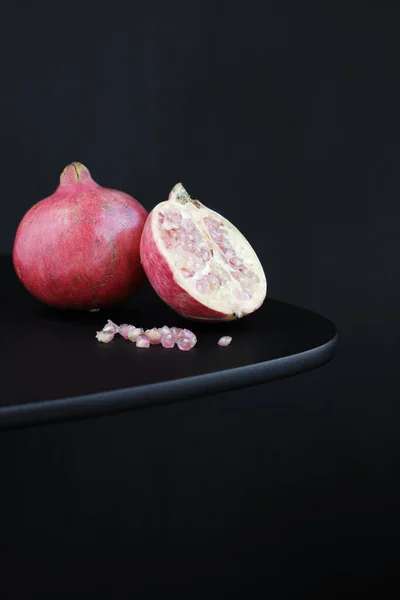 Pomegranates Isolated Black Background Copy Space — Stock Photo, Image